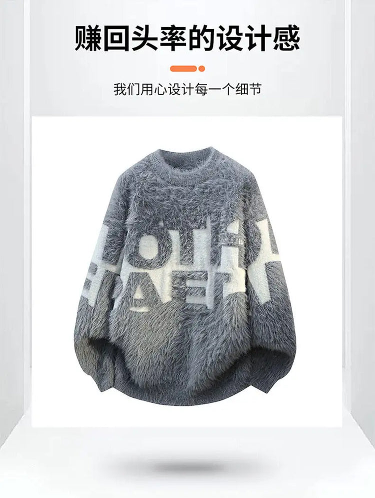 2026 Winter Fashion Sweater Men Casual Knit Pullovers Mens Thick Warm letter pattern Sweaters Men's Daily Warm sweaters male