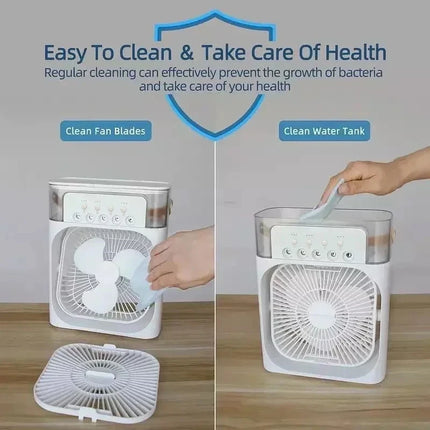 Nuovo 3 in 1 ventilatore condizionatore d'aria domestico mini dispositivo di raffreddamento dell'aria LED luce notturna umidificatore portatile ventola di regolazione dell'aria ufficio casa ventilatore