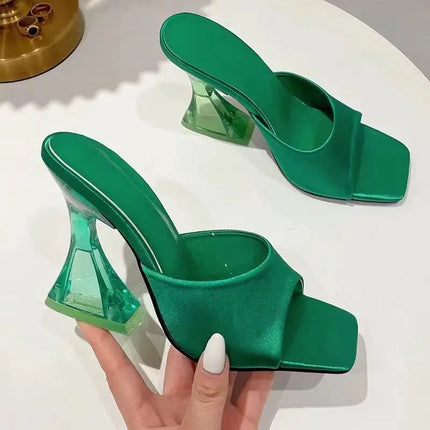 New 2026 Fashion Summer Shoes with Open Toe and Medium Heel, Pleated A-Line Chunky Sandals for Women