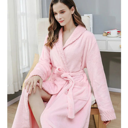Donna Autunno e Inverno Caldo Lungo Velluto Corallo Spessore Coppia Accappatoi Da Bagno Uomo Donna Pigiama Doccia Accappatoio Asciugamani Da Bagno Per Adulti
