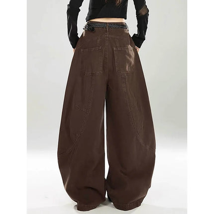 ZHIZOU Donna Marrone Gotico Baggy Y2k Jeans Vintage Harajuku Gradiente Jean Pantaloni Americani 2000s Pantaloni in denim oversize Autunno
