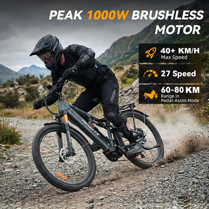 Bicicletta elettrica Heda TX19 1000W 48V 19.2AH Batteria al litio Freno a disco idraulico Pneumatici da 29 pollici Bicicletta elettrica da montagna per adulti