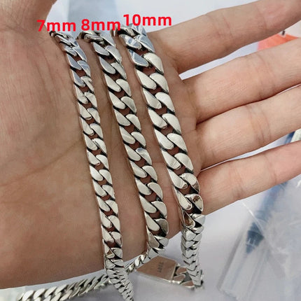 100% S925 Collana in argento sterling Bracciale Punk S925 Gioielli in argento Non sbiadisce mai Carry certificato Uomo Donna Gioielli Regali platinumshop
