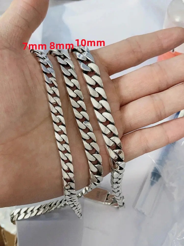 100% S925 Collana in argento sterling Bracciale Punk S925 Gioielli in argento Non sbiadisce mai Carry certificato Uomo Donna Gioielli Regali platinumshop