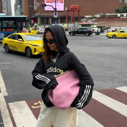 Fashion Large Kisslock Clutch Bag for Women Designer Clip Shell Women Shoulder Bags Luxury Soft Pu Leather Pink Color Handbags PlatiNum