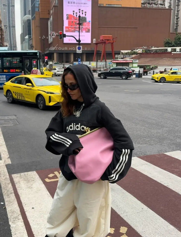 Fashion Large Kisslock Clutch Bag for Women Designer Clip Shell Women Shoulder Bags Luxury Soft Pu Leather Pink Color Handbags PlatiNum