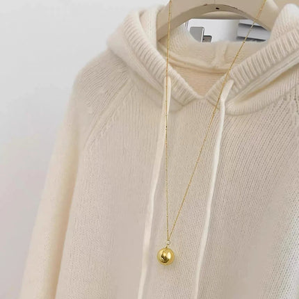 Hooded loose pullover 100%cashmere sweater  versatile solid-color wool knitted base layer for women 2025 new autumn and winter PlatiNum