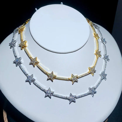 2025 Micro pavimentato 5A Cubic Zirconia CZ Stella geometrica Northstar Fascino Catena da tennis Collana girocollo Gioielli da donna di lusso Regalo