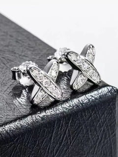 LENNIK Orecchini con diamanti Moissanite in argento sterling 925 colore D VVS1 Orecchini classici a croce con Moissanite per gioielli da donna