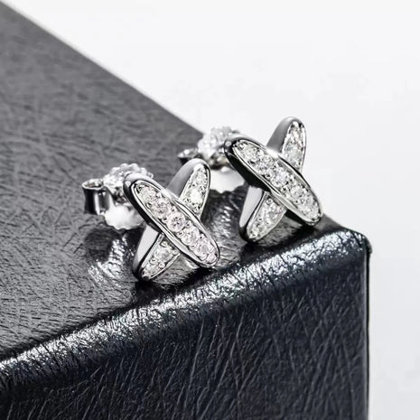 LENNIK Orecchini con diamanti Moissanite in argento sterling 925 colore D VVS1 Orecchini classici a croce con Moissanite per gioielli da donna platinumshop