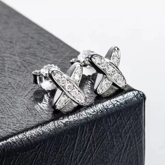 LENNIK Orecchini con diamanti Moissanite in argento sterling 925 colore D VVS1 Orecchini classici a croce con Moissanite per gioielli da donna platinumshop