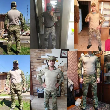Woodland Tactical Unifirm Mens Sets Outdoor Hunting Training Suits Combat Shirts Ripstop Pants Workwear Clothes Wear-resisting PlatiNum