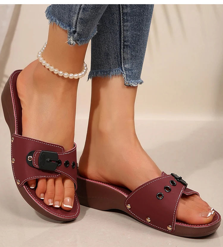 Sandali da Donna di Lusso con Tacco per l'Estate, Sandali Morbidi con Zeppa, Sandalias Mujer 2026, Ciabatte Estive