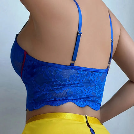 Ellolace Halloween Women's Lingerie Sets Snow White Princess Cosplay Bra Thong Skirt 3PC Leg Circles Dopamine Roleplay Costume