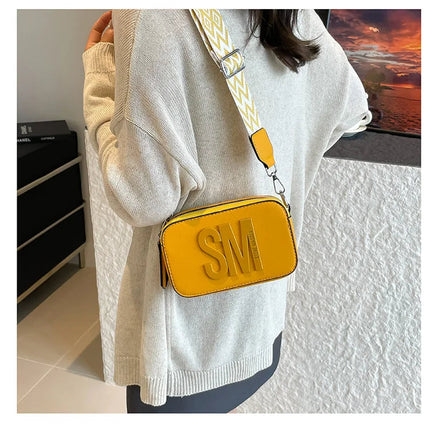 Cross-Border Style Camera Bag Fashionable Retro Women's Shoulder Slant Bag Small Square Bag Street Trend PU Material PlatiNum