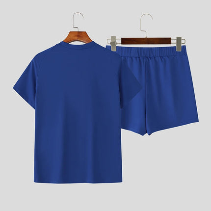 INCERUN Set da uomo Stampa Allenamento estivo T-shirt a maniche corte casual e pantaloncini Set da due pezzi Streetwear 2025 Abiti da uomo di moda platinumshop
