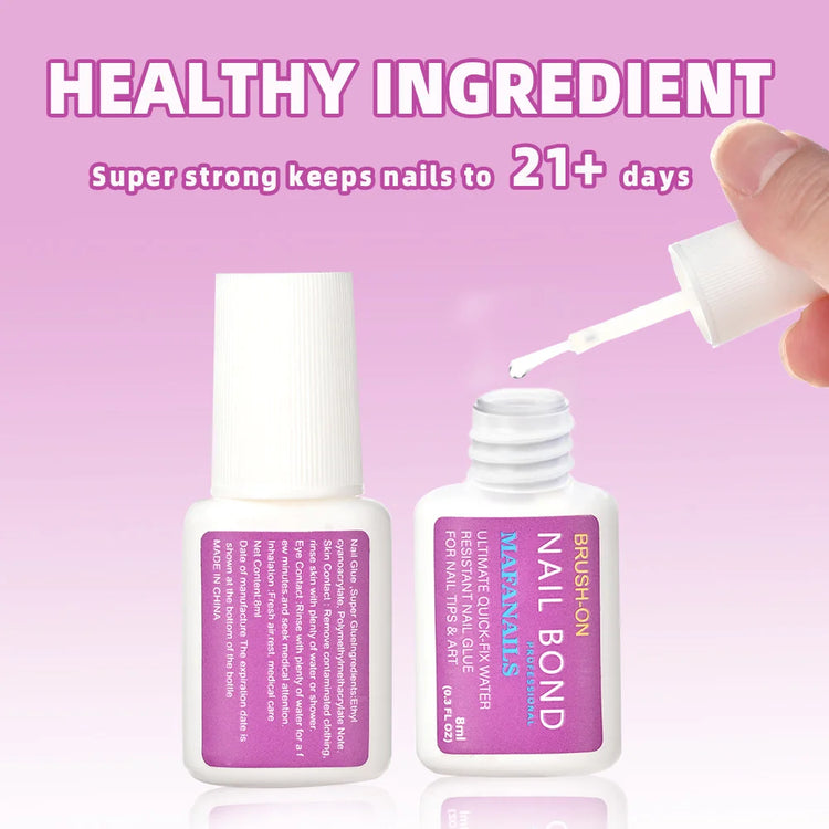 Nail Polish Adhesive, Brush-Equipped, Fast-Drying Glue, Suitable for Nail Salons for Attaching Rhinestones and Nail Pieces. High-Strength Nail Polish.