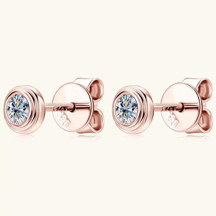 IOGOU D0.10CT Moissanite Diamond Round Stud Earrings 925 Sterling Silver Original Fine Jewelry for Women Girls Anniversary Gifts PlatiNum
