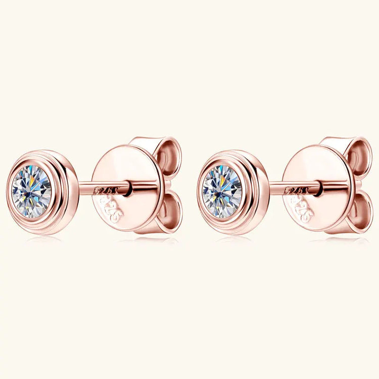 IOGOU D0.10CT Moissanite Diamond Round Stud Earrings 925 Sterling Silver Original Fine Jewelry for Women Girls Anniversary Gifts PlatiNum