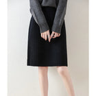 100% Wool Drawstring Skirt For Women's Autumn Winter Solid Color Slim Fit Elastic UltraShort Mini Waist Knitted Skirt PlatiNum