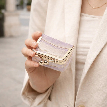 Crocodile Patterned Kiss Lock Coin Purse Square Genuine Leather Leather Jewelry Bag Mini Multifunctional Small Item Bag Storage PlatiNum