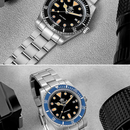 ADDIESDIVE Men's Gift Box Luxury Diver Watch Super Luminous Bubble Mirror Glass Quartz Watch 20Bar Ceramic Bezel Steel Watch
