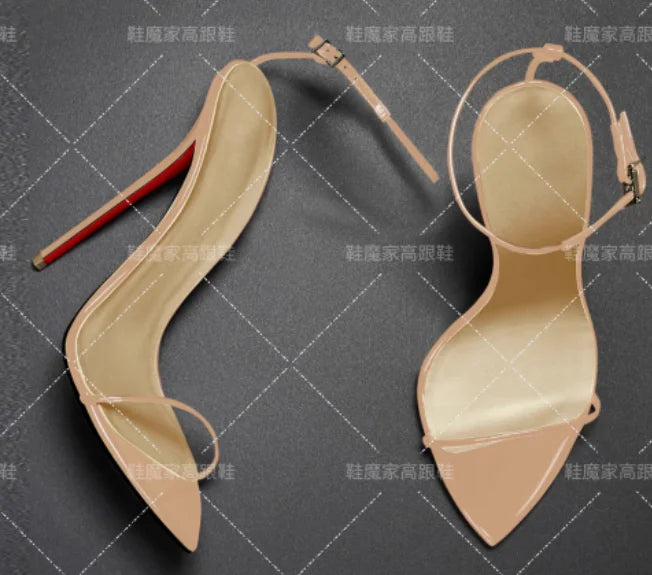 European Station 12cm pointed buckle strap thin strap sexy super high heels sandals size 35-46 thin heel  fashion shoes