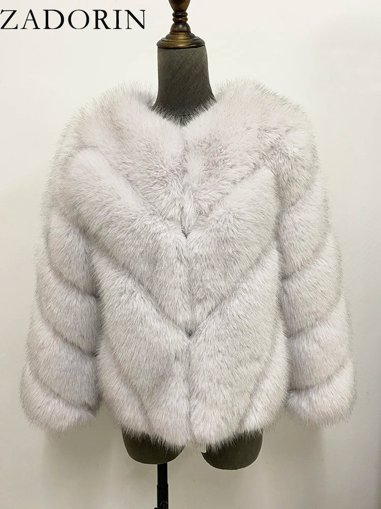 ZADORIN NEW Streetwear Furry Faux Fur Coat Woman Clothing Elegant Long Sleeve Winter Coats Woman Jackets Fourrure Abrigo Mujer