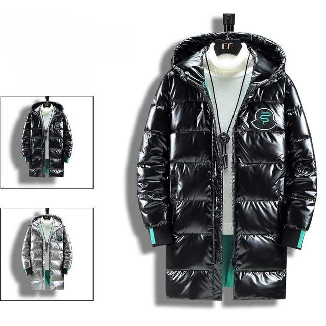 Breathable Down Filled Coat for Men Waterproof Glossy Surface Korean Trendy Winterwear with Reinforced Stitching