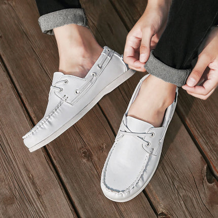 Scarpe mocassini da uomo alla moda con punta a grembiule, comode antiscivolo per passeggiate all'aperto, viaggi, primavera ed estate