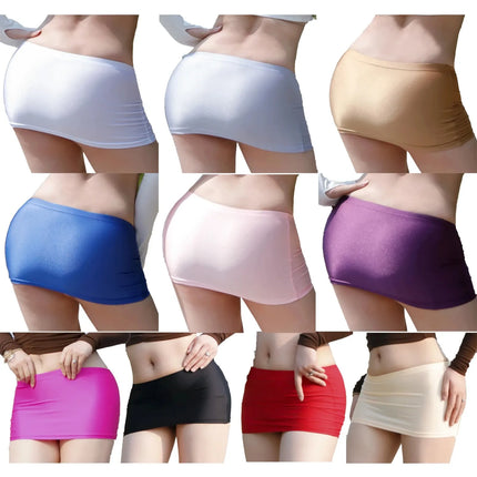 Minigonna da donna a vita bassa Tinta unita Cintura elastica Lingerie Minigonna aderente Gonna ultra trasparente Gonna da spiaggia Abbigliamento da notte