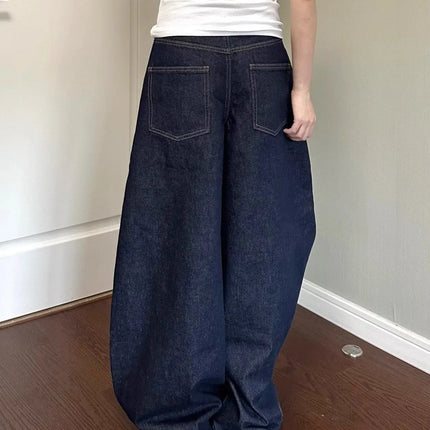 Nuovi jeans a gamba larga da donna americana nera High Street Vibe per l'autunno e l'inverno per uomo e donna pantaloni dritti larghi lavati