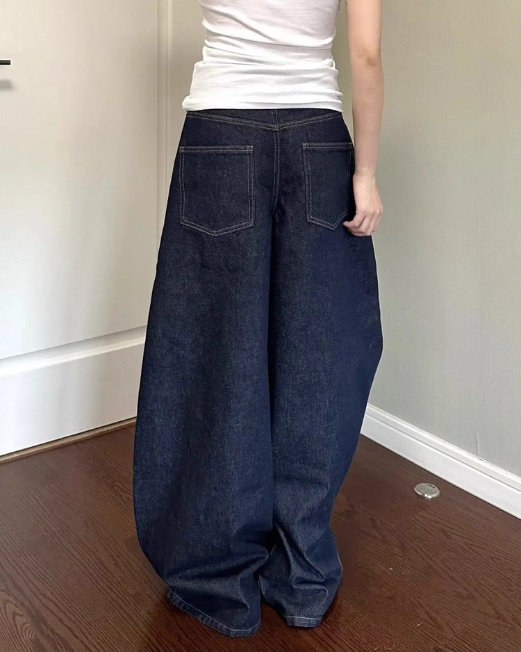 Nuovi jeans a gamba larga da donna americana nera High Street Vibe per l'autunno e l'inverno per uomo e donna pantaloni dritti larghi lavati