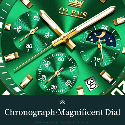 OLEVS Orologi da uomo Orologio di lusso delle migliori marche da uomo Cronografo originale impermeabile in acciaio inossidabile Fasi lunari Data Quadrante Rota platinumshop