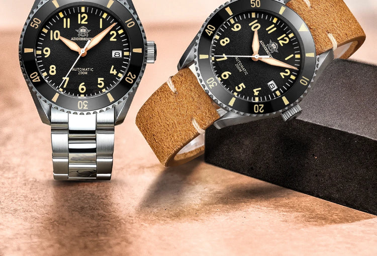 ADDIESDIVE Luxury Men's Watch MY-H9 Sapphire Crystal Ceramic Bezel 200m Waterproof Retro Luminous Diving Mechanical Wristwatch