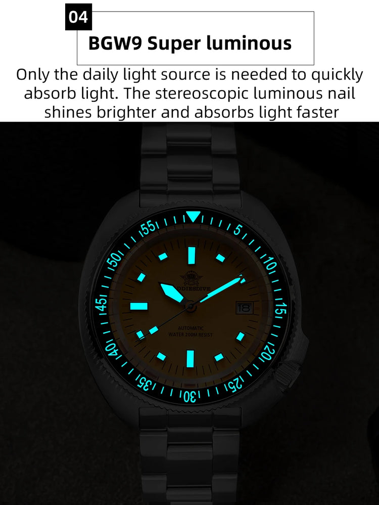 ADDIESDIVE 2025 NEW NH35A Automatic Mechanical Watches Watch For Man BGW9 Blue Luminous 20Bar Waterproof Sapphire Glass Japan