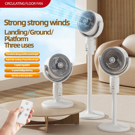 Ventilatore a Turbina Elettrica da Pavimento, Ventilatore a Cinque Velocità Regolabili, Altezza Regolabile, Ricaricabile