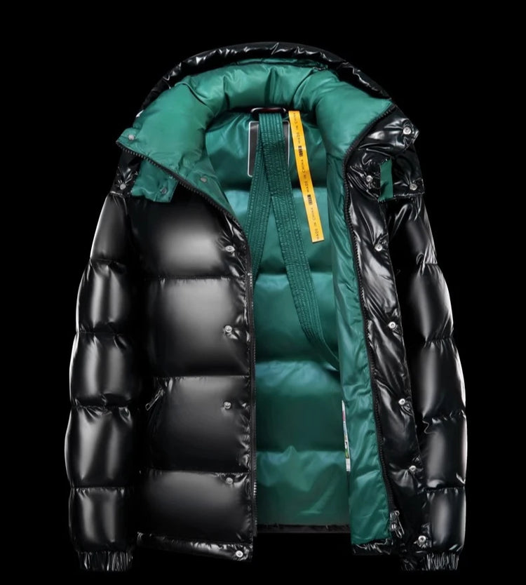 Prowow New men's white duck down down jacket with warm shiny surface short thick hooded jacket