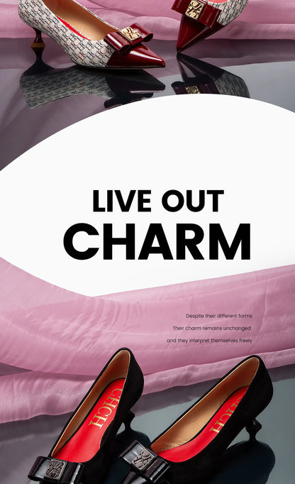 High-Heeled Shoes Elegant Fashion Female Commuting Low Heeled Shoes British Style Patchwork Design Lady Pointed Shoes