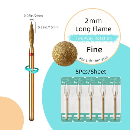 HYTOOS 5Pcs/Set Titanium Nail Drill Bits Diamond Cuticle Clean Nail Bit Professional Safety Cuticle Dead Skin Nail Cleaner Tool
