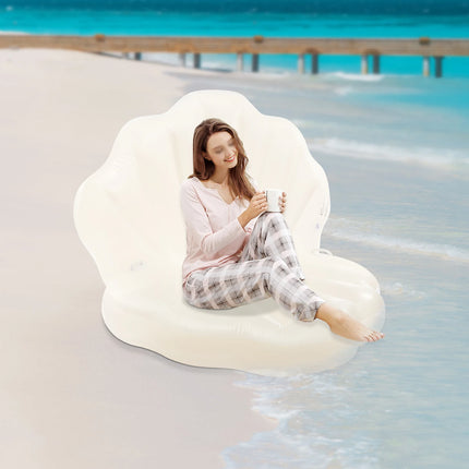 Galleggiante gonfiabile per piscina con conchiglia, lettino da spiaggia portatile in PVC da 120 * 120 * 120 cm, fila galleggiante con conchiglia per bambini adulti con palla di perle e 2 maniglie