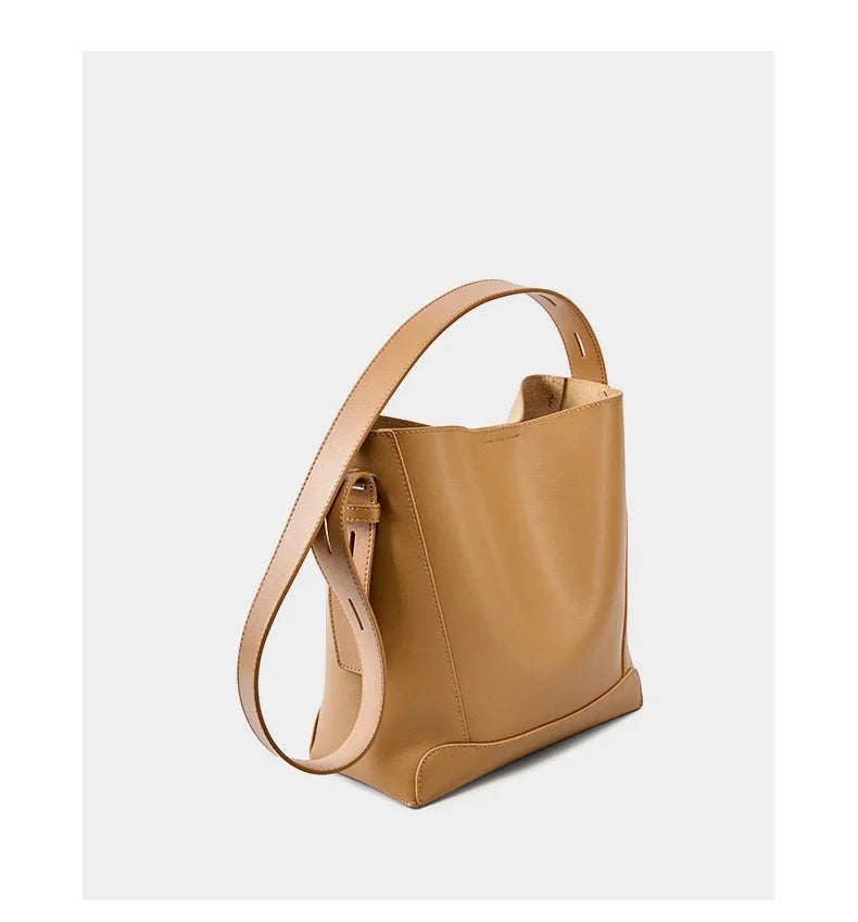 100% Genuine Leather Women Shoulder Bag Large Capacity Cowhide Bucket Bags Fashion Casual Female Crossobdy Bag 2391