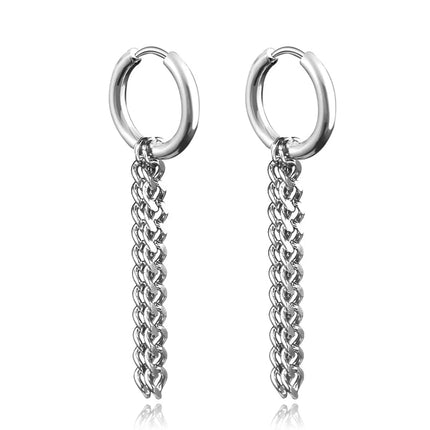 Long Hanging Crosses Leaves Pendants Hoops Woman Earrings Man Vintage Stainless steel Hip Hop Ear Piercing Jewelry Accessories PlatiNum