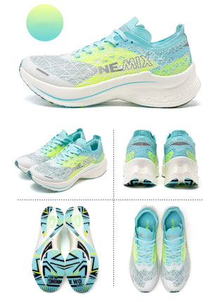 ONEMIX Scarpe da corsa con piastra in carbonio per uomo Assorbimento degli urti Scarpe sportive ultraleggere Rimbalzo Scarpe da ginnastica da maratona per donna all'aperto PlatiNum