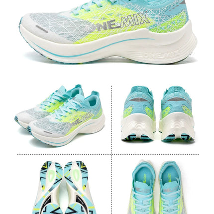 ONEMIX Scarpe da corsa con piastra in carbonio per uomo Assorbimento degli urti Scarpe sportive ultraleggere Rimbalzo Scarpe da ginnastica da maratona per donna all'aperto PlatiNum
