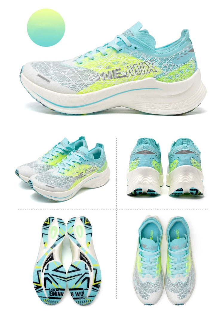 ONEMIX Scarpe da corsa con piastra in carbonio per uomo Assorbimento degli urti Scarpe sportive ultraleggere Rimbalzo Scarpe da ginnastica da maratona per donna all'aperto PlatiNum