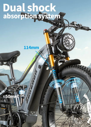BURCHDA RX80 Bicicletta Elettrica per Adulti, Motore 1000W, Batteria 48V20AH960WH, E-bike con Pneumatici Fat da 26 Pollici per Tutti i Terreni, 45KM/H, E-Mountain Bike
