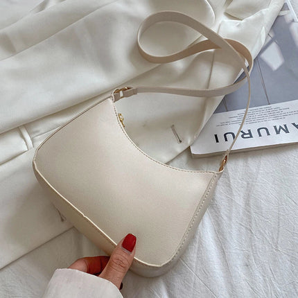New Women's Fashion Handbags Retro Solid Color PU Leather Shoulder Underarm Bag Casual Women Hobos Handbags sac à main femme PlatiNum
