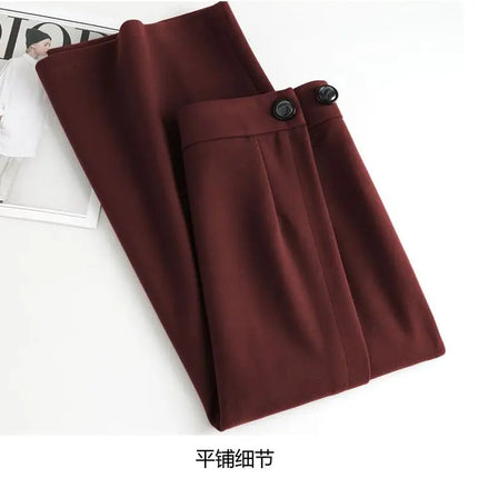 Women's Woolen Autumn and Winter New Style Elegant One-piece Unique and Stylish Straight Tube Slit Hugging Skirt PlatiNum
