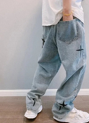 Jeans Men Wide Leg Cargo Pants Streetwear Baggy Men Korean Fashion Loose Straight Male Clothing Y2K Hip Hop Style Male Trousers PlatiNum